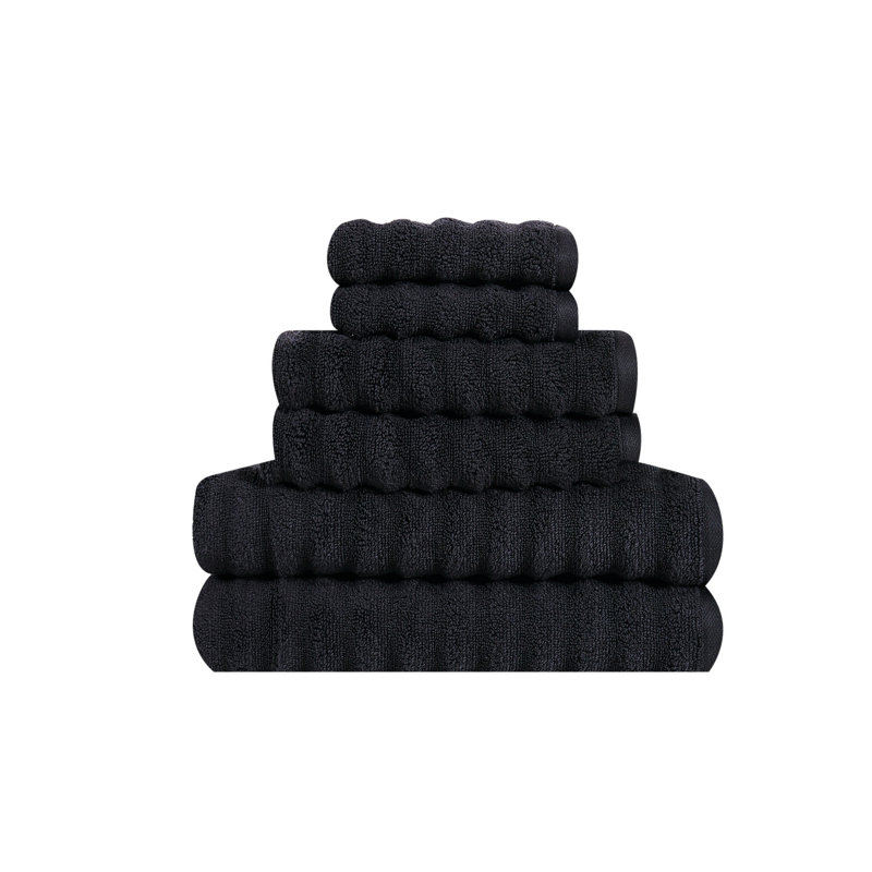 Ensemble de serviettes 6 pièces Sergio Zero Twist, Noir