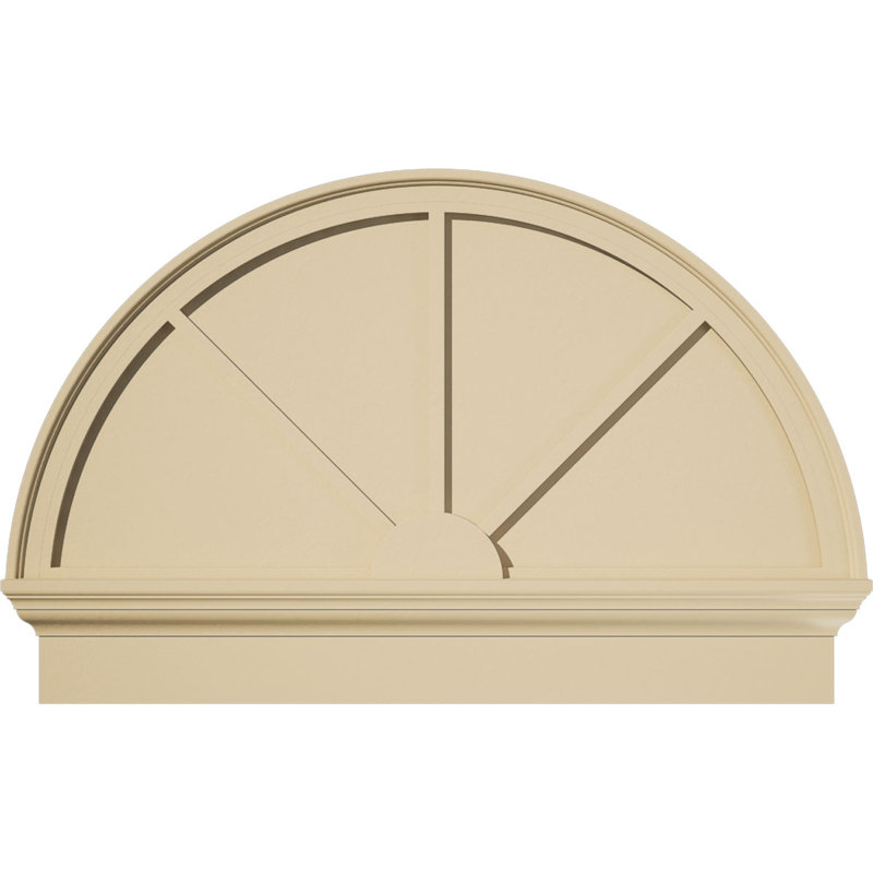 Demi-rond signature fronton en uréthane, brun clair apprêté, 38 po x 25,75 po x 2,75 po, Combinaison, 3 rayons