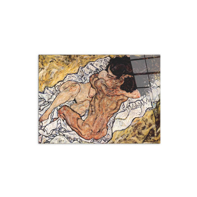 The Embrace By Schiele Egon 58×78 Cm CrystalArt Acrylic Material Glass Effect, Frameless Panel, Lightweight Ready To Hang by Schiele Egon - No Frame Print on Plastic / Acrylic