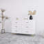 Commode 6 tiroirs avec poignée dorée et pieds en acier doré-485167170