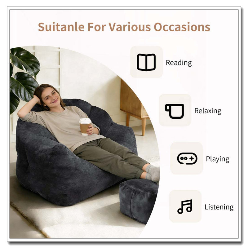 Fauteuil à billes avec mousse haute densité, fauteuil confortable, Noir