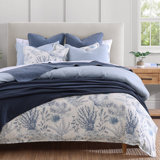 Oceania Coastal Coral Print Linen Blend Classic Chic Casual Comforter Set