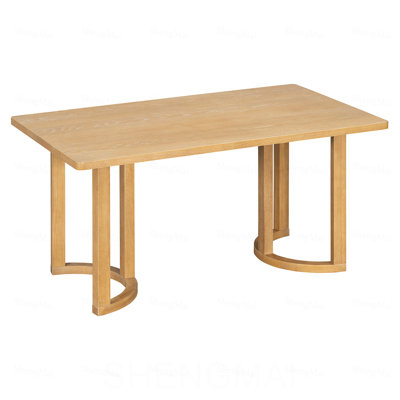 Ensemble de table de salle à manger 7 pièces pour 6 personnes, ensemble de table de cuisine rectangulaire avec 6 chaises rembourrées à dossier demi-tonneau, table de salle à manger grain de bois avec dossier incurvé et sièges rembourrés