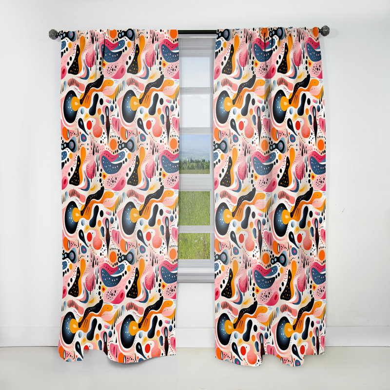 Rideau obscurcissant à motif géométrique pastel Mid Century I - 1 panneaux, L 52 po x L 108 po