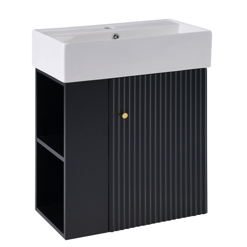 Meuble-lavabo flottant moderne 21,6 po, Noir