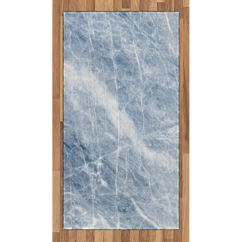 Marble Print High Density Long Fiber Poly Threads Decorative Area Rug Carpet, Rectangle 2'7" x 5'