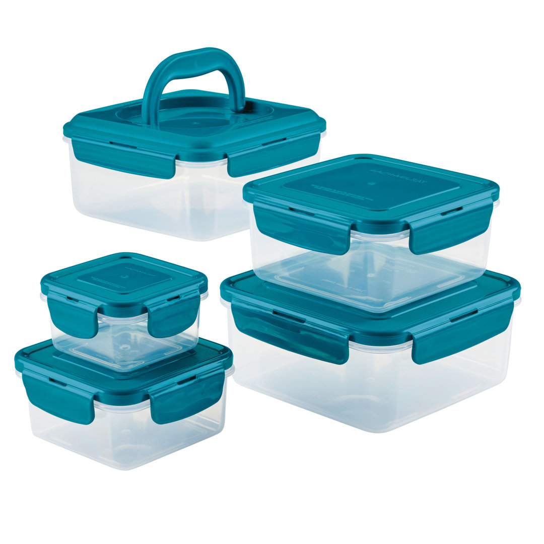 Leak-Proof Nestable Square 5 Container Food Storage Set Rachael Ray 