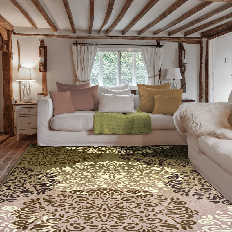 Tapis d'intérieur à motif géométrique antidérapant Reyna, Rectangle 4pi x 6 pi