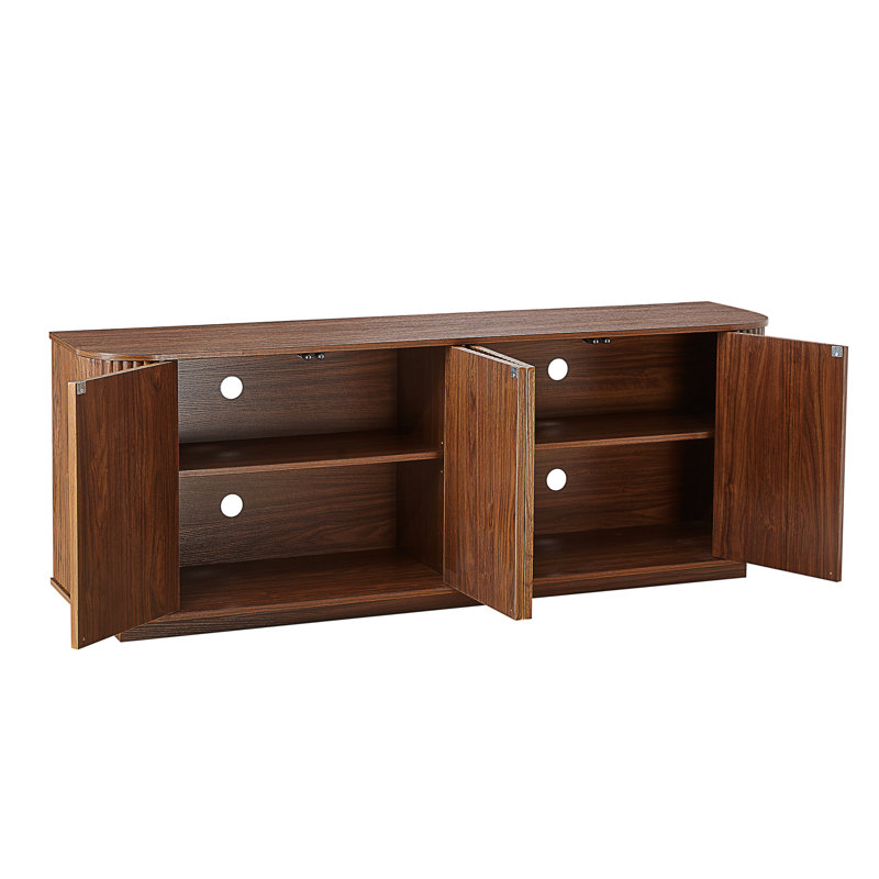 Buffet 64 "en bois cannelé avec tablettes réglables, Noyer