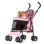4 Wheels Pet Stroller, Easy-Fold Puppy Cage Jogger Stroller With Sun Cover, Pad And Rear Storage Bag, Breathable And Visible Mesh For Pets