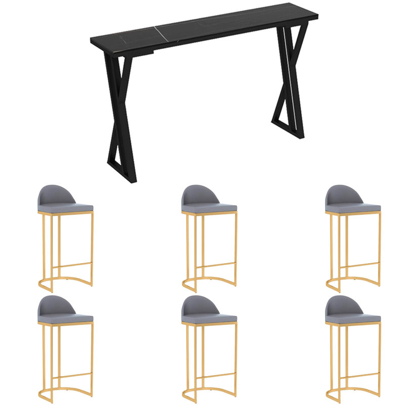 Edenfield, Noir, 7 pièces: table, 6 chaises, Noir