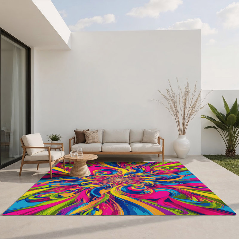 Cosmic Vortex Indoor And Outdoor Area Rug, Rectangle 5' x 7'