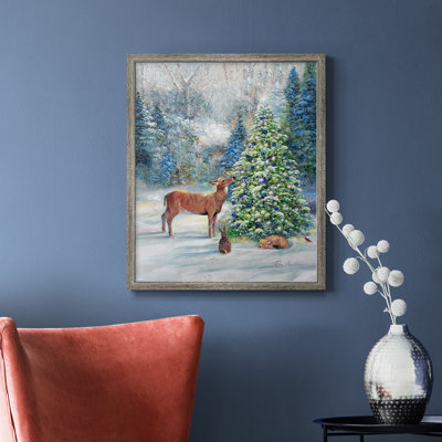Toile encadrée de qualité supérieure Winter Gathering - prête à être accrochée