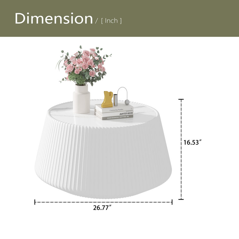 Table basse moderne en cuir fritté avec dessus en pierre pour meubles de salon, Blanc, crème, Blanc, crème
