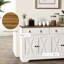 Buffet avec 2 tiroirs, 4 portes, armoires de rangement, tablettes réglables, blanc, rangement à grain supérieur en bois, plateau supérieur, pour garage