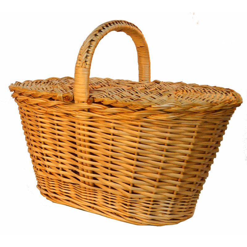 August Grove Wicker Decorative Basket, Natural, 23 cm H x 47 cm W x 28 cm D
