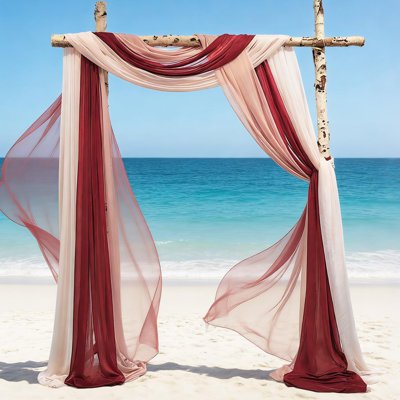 2.5x19.5 ft Wedding Arch Draping Fabric, 3 Panels Draping Fabric Arbor Drapery for Party Bridal Ceremony  Backdrop Wedding Stage Reception Decorations, Wine Red, Dusty Pink & Light Pink