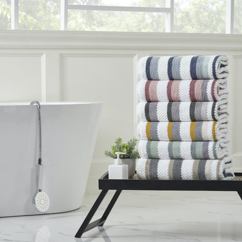 Modern Threads Pax 6-Piece Reversible Yarn Dyed Jacquard Towel Set - Bath Towels, Hand Towels, & Washcloths - Super Absorbent & Quick Dry