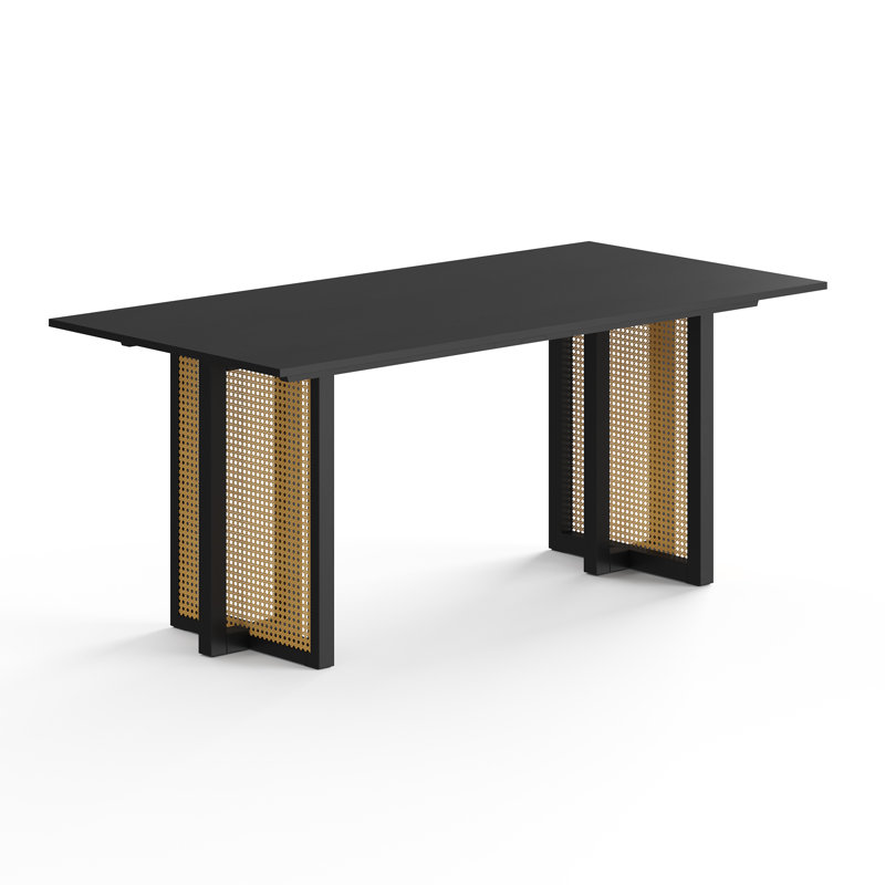 72" Cane Dining Table, Black