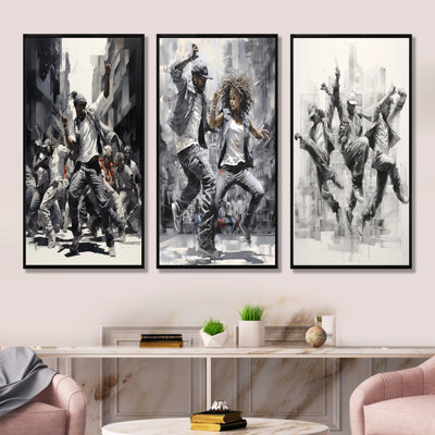Black And White Hip Hop Dance - Dance Wall Decor Set Of 4