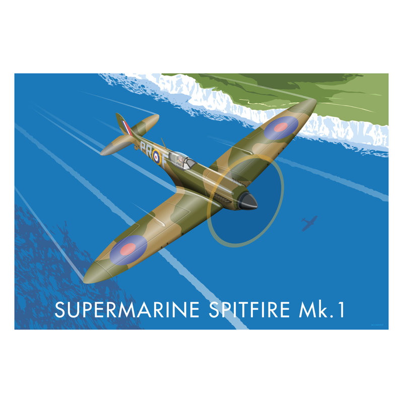 Supermarine Spitfire Mk.1 by Stephen Millership - Print, 30cm H x 40cm W x 1cm D, No Frame