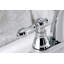 Robinet de salle de bain central à 4 poignées à 3 trous à fixation sur le comptoir avec robinet escamotable en plastique Kingston-136846106