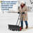 Black Metal Snow Shovel with Wheels, Adjustable Handle Heavy Duty Snow Pusher for Driveway Removal-120832429