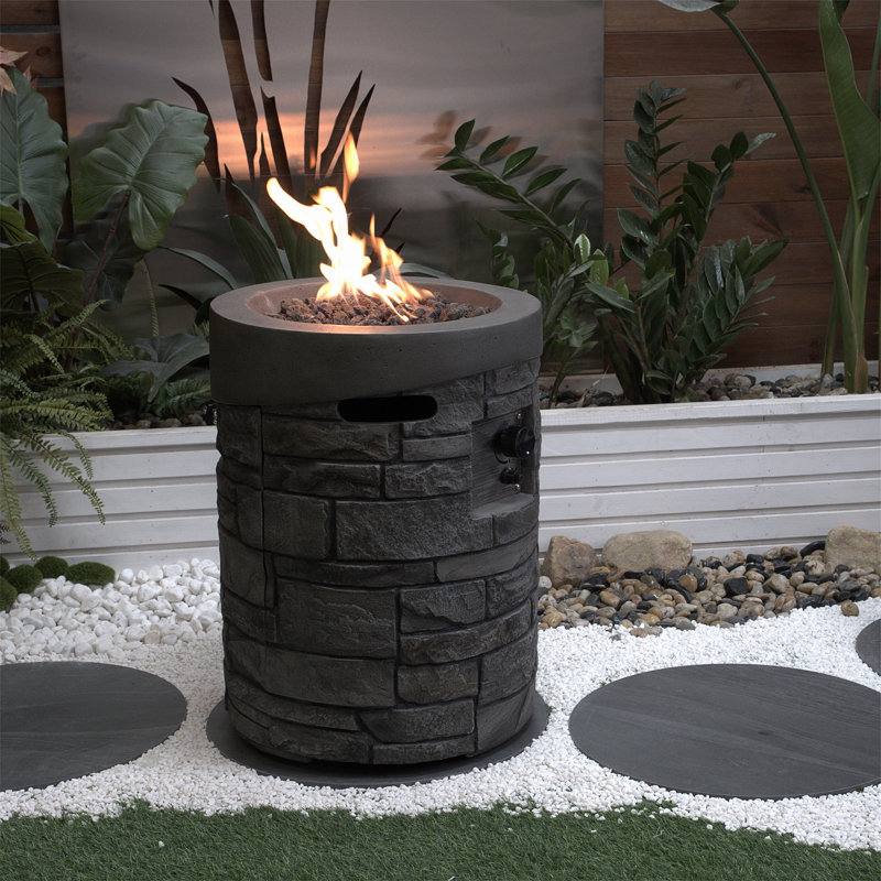 32000 BTU, CSA Certification Diameter 20 Inch Round Outdoor Gas Fire Pit,Contain 2.5Kg Lava Stone And Rainproof Cover,Magnesium Oxide Cultured Stone Surface Finished