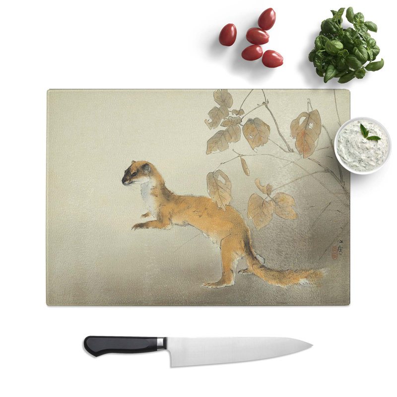 Tempered Glass Weasel by Kansetsu Hashimoto Chopping Board, 28.5 cm W x 20 cm L