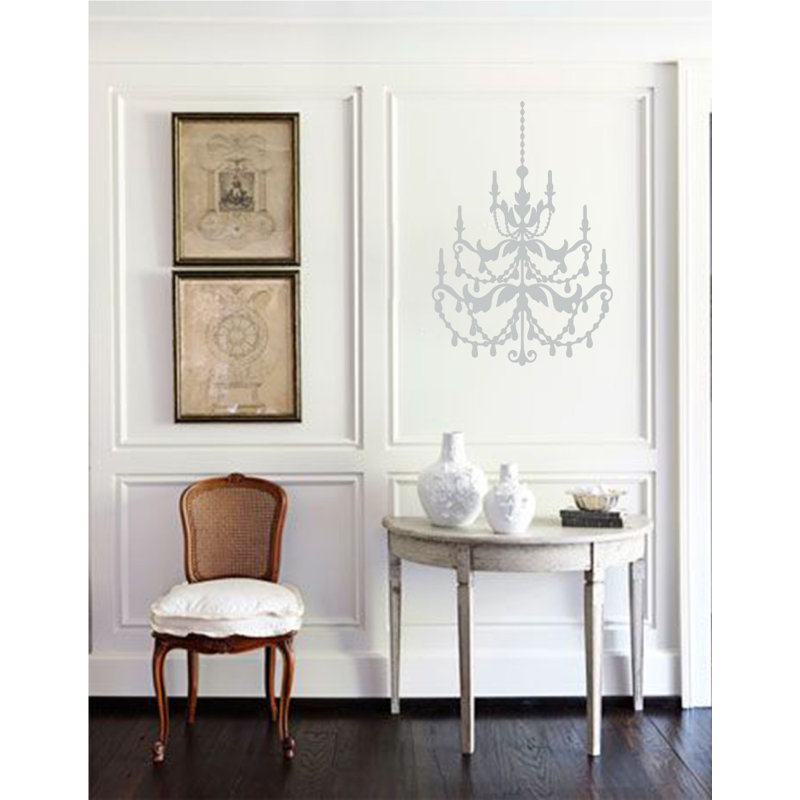 Décalcomanie murale lustre française, Gris clair, H 24 po x l 16 po x P 0,01 po