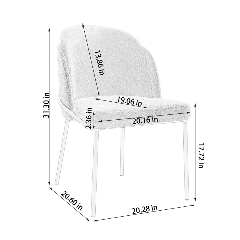 Collings Curved Back Upholstered Dining Chair (Set of 2), White, Black