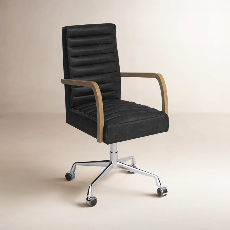Bryson Leather Swivel Executive Chair, Smoky Black