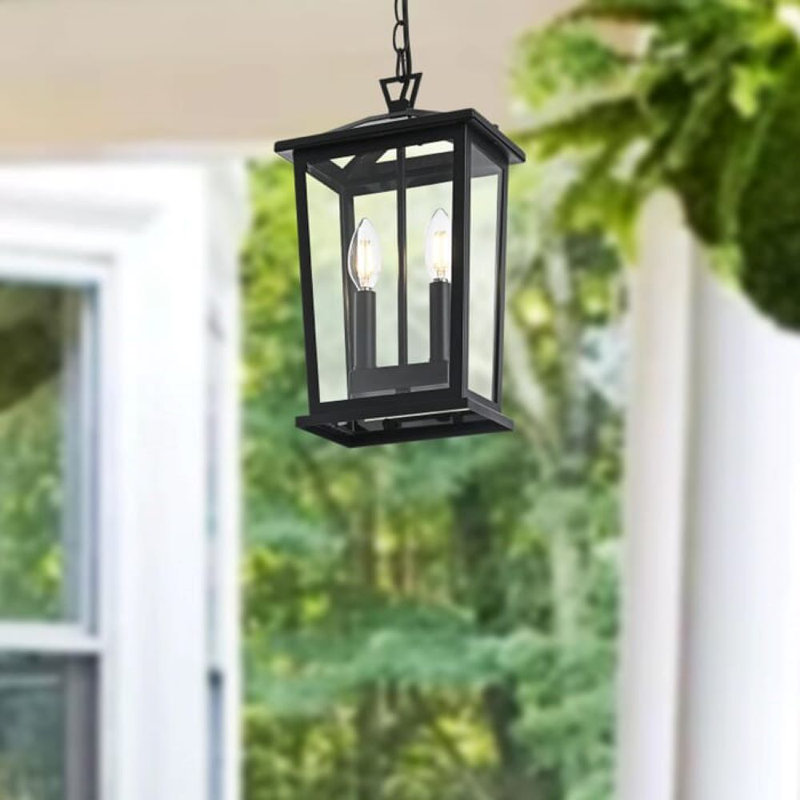Luminaire suspendu d'extérieur 8,5 pouces Nevis Jamila, Deux lumières, H 14,5 po x l 6 po x P 6 po