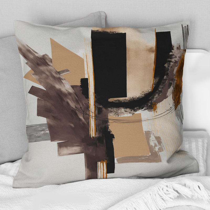 Warm Watercolor Abstract I - Coussin décoratif à imprimé abstrait