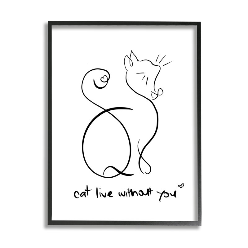 Chat qui vit sans toi, Giclée encadrée noir minuit, H 20 po x l 16 po x P 1,5 po