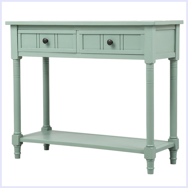 Daisy Series Console Table,Hallway table,Hoyer table with Two Drawers And Bottom Shelf Acacia Mangium, Retro Blue