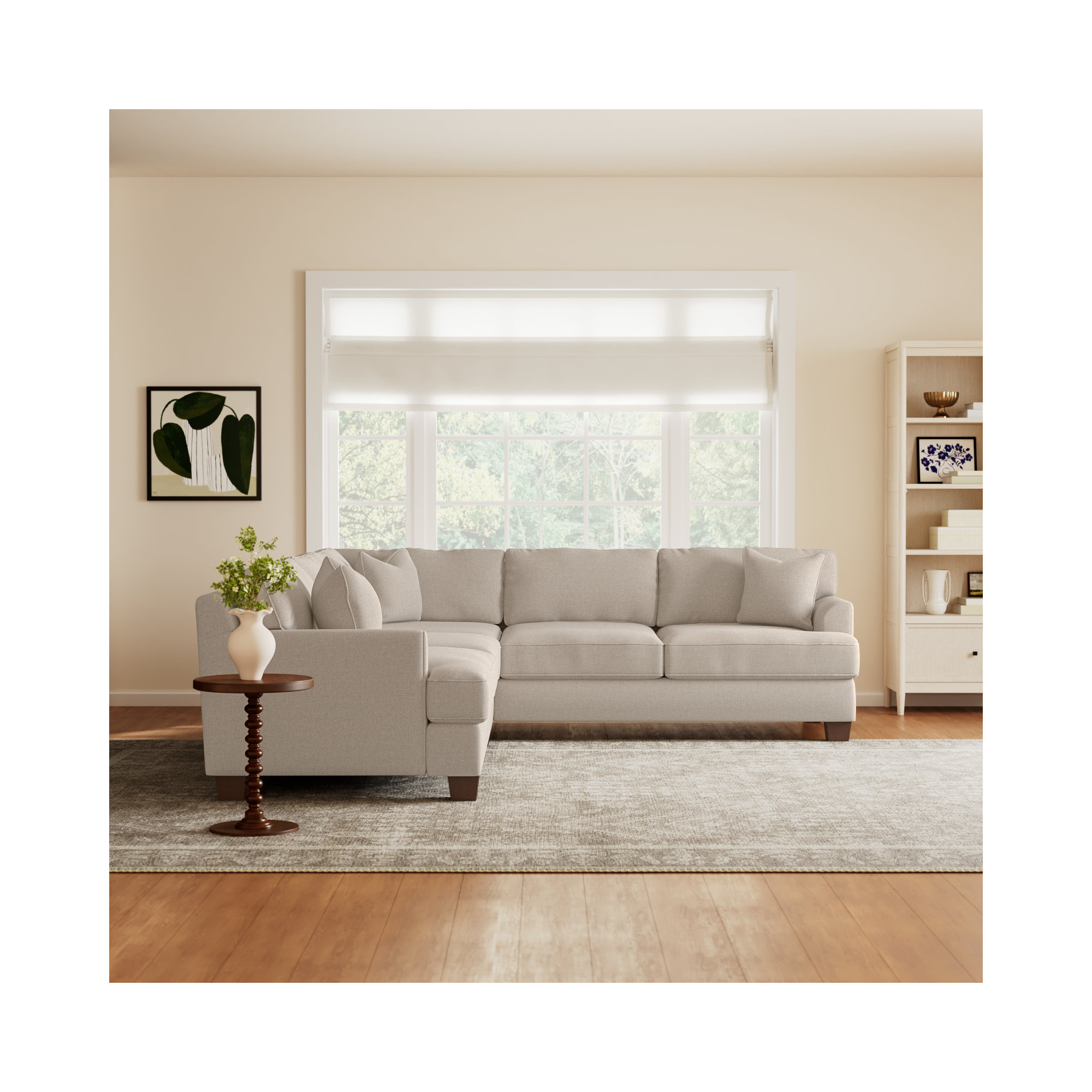 Conradina Upholstered L-Sectional, Conversation Ivory Basketweave, Left Hand Facing