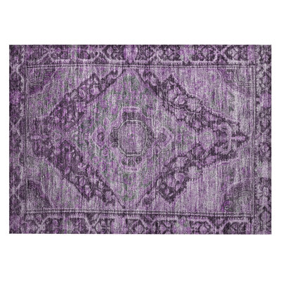 Machine Washable Indoor/Outdoor Xhevrie Eggplant Rug