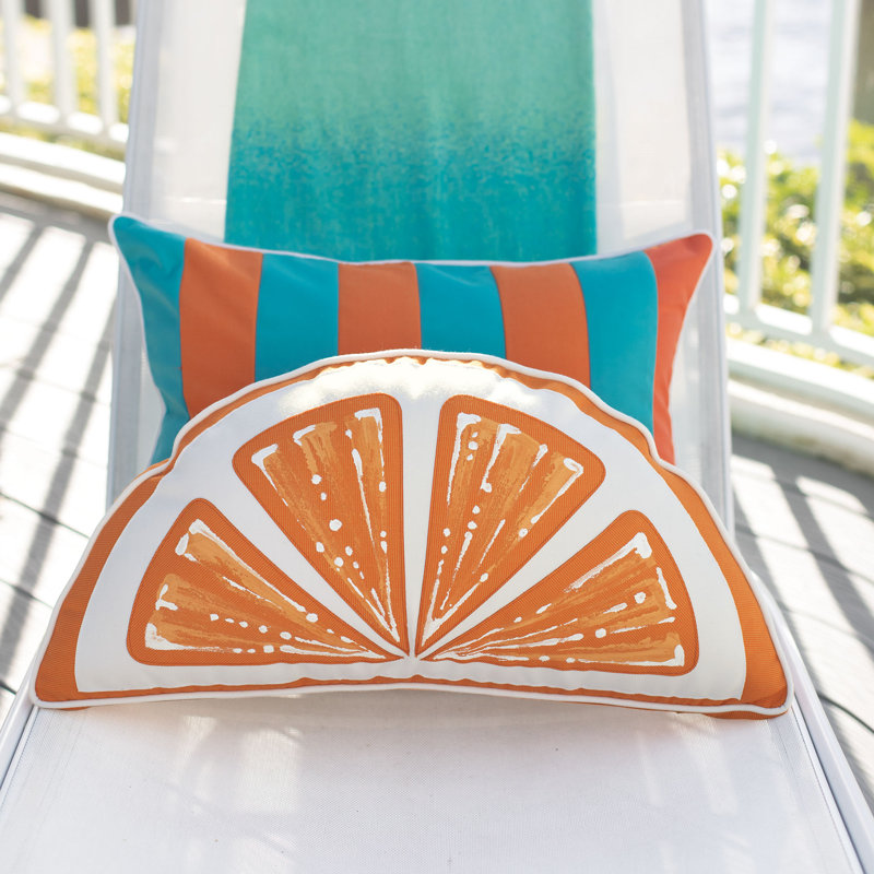 Plage Lumbar Indoor/Outdoor Pillow Cover & Insert, Sail Aruba/Tarheel Orange