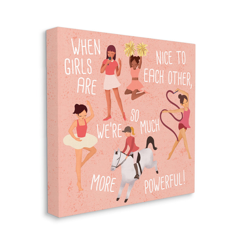 «Girls Are More Powerful» Illustration de sports pour enfants, H 36 po x l 36 po x 1,5 po, Toile tendue