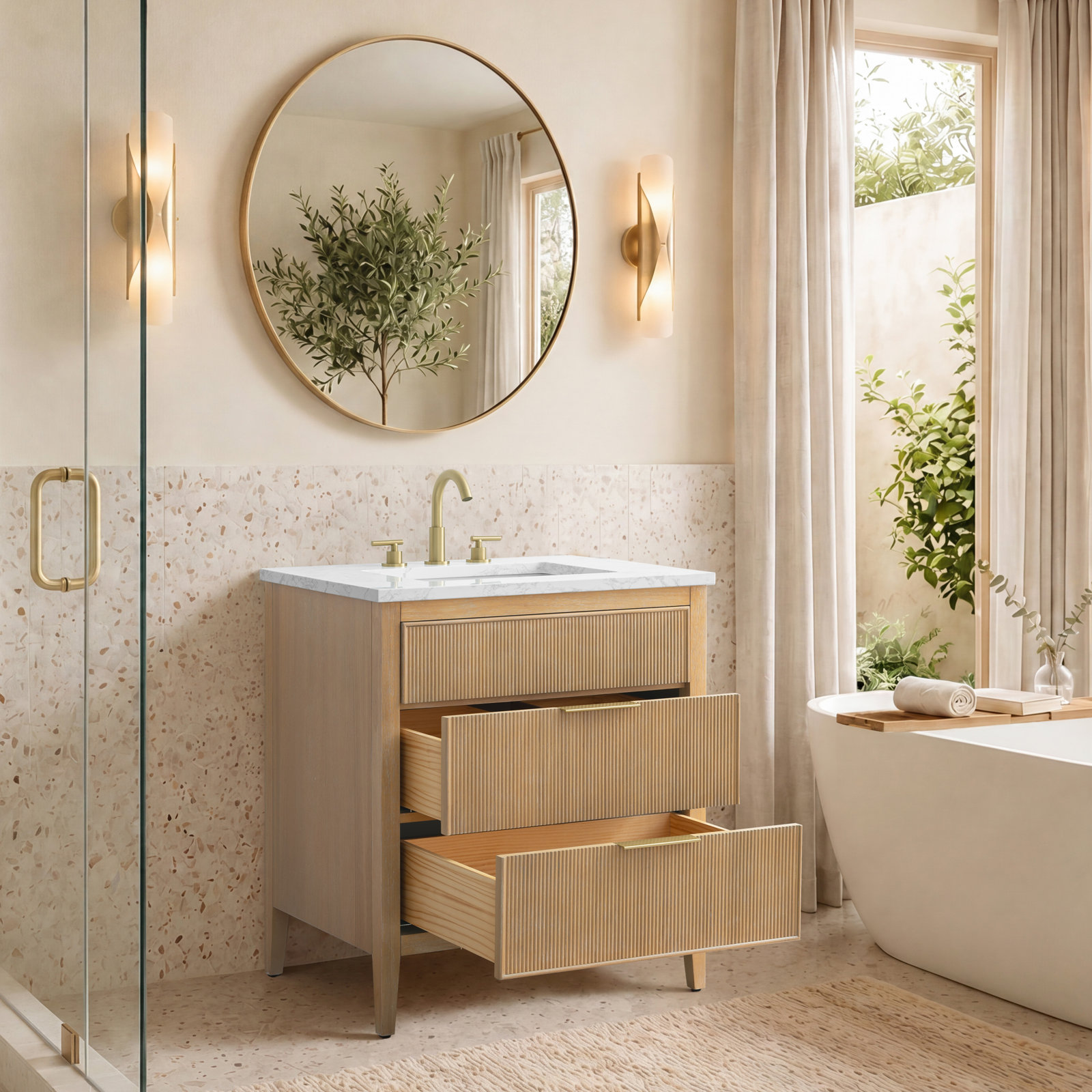 Bilroy 30" Oak Single Bathroom Vanity, Classic Oak