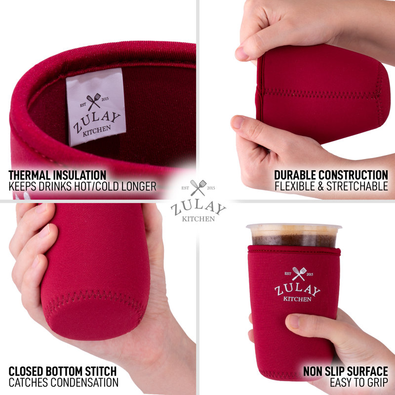 Zulay Kitchen Medium Reusable Iced Coffee Sleeve, Maroon
