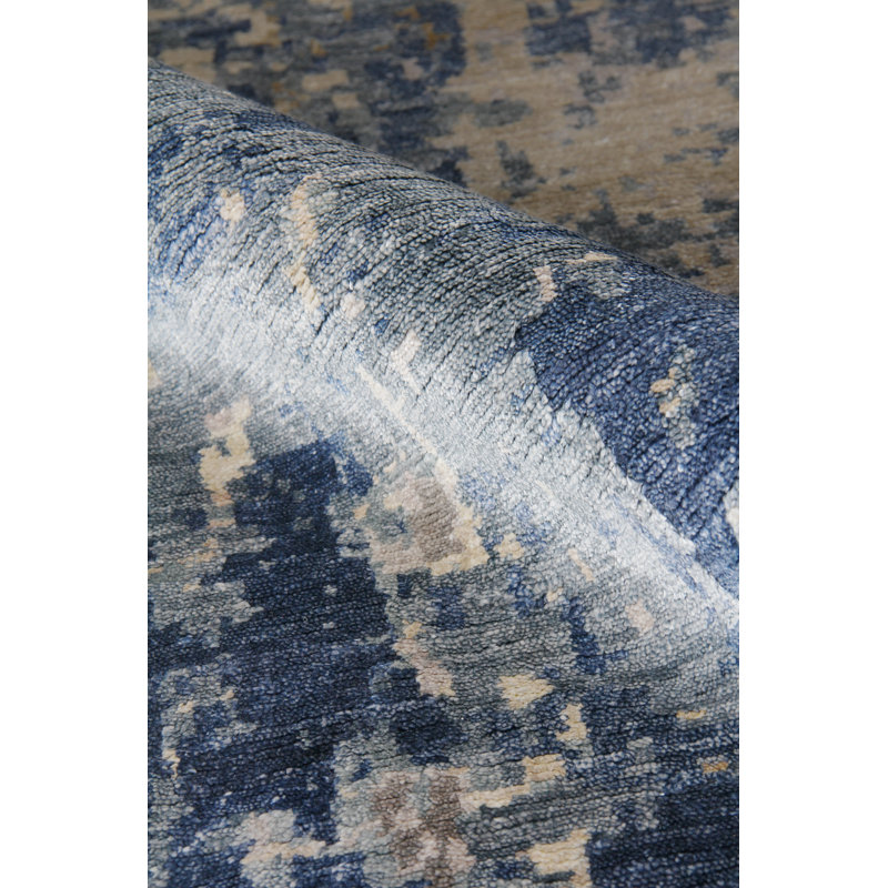 Laureno Hand-Knotted Blue/Gray Area Rug, Rectangle 8' x 10'