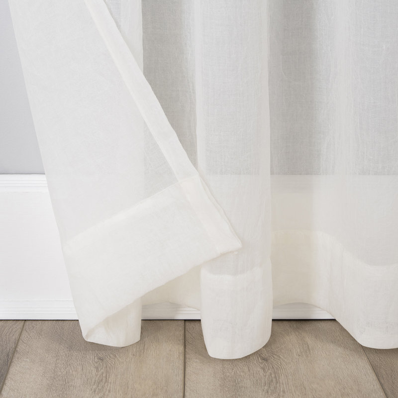 Panneau de rideau semi-diaphane avec passe-tringle Jaklyn, L 50 po x L 95 po, Crème, crème
