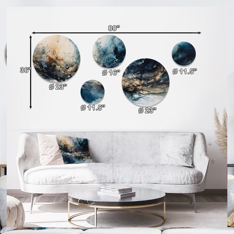 Ensemble de 5 décorations murales bleues et l'essence de la nature I