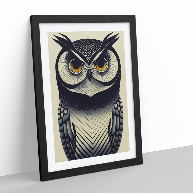 The Wild Owl - Framed Print, 34cm H x 25cm W x 2cm D, Black