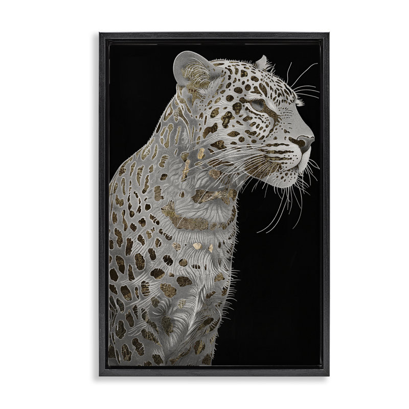 Cadre flottant Elegant Glam Leopard Spots, design par Sasha, H 25 po x l 17 po, Cadre flottant noir de jais