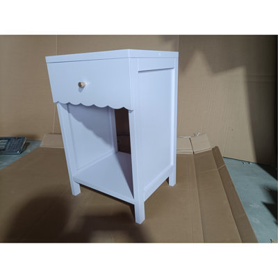 Table de chevet moderne avec tiroir et tablette ouverte, table de chevet festonnée pour la chambre à coucher, jolie table d'appoint minimaliste pour chambre d'enfant ou chambre de fille, mauve clair
