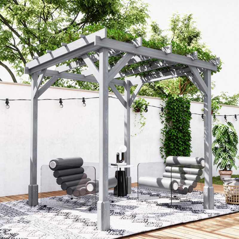 Outsunny 2 x 2 m Wooden Pergola Kit for Climbing Vines, Flowers, 214cm H x 200cm W x 200cm D
