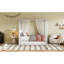 Lit plateforme simple à baldaquin avec lit gigogne et rangement polyvalent, baldaquin beige, lit gigogne, 3 tiroirs de rangement dans la teinte-89318017